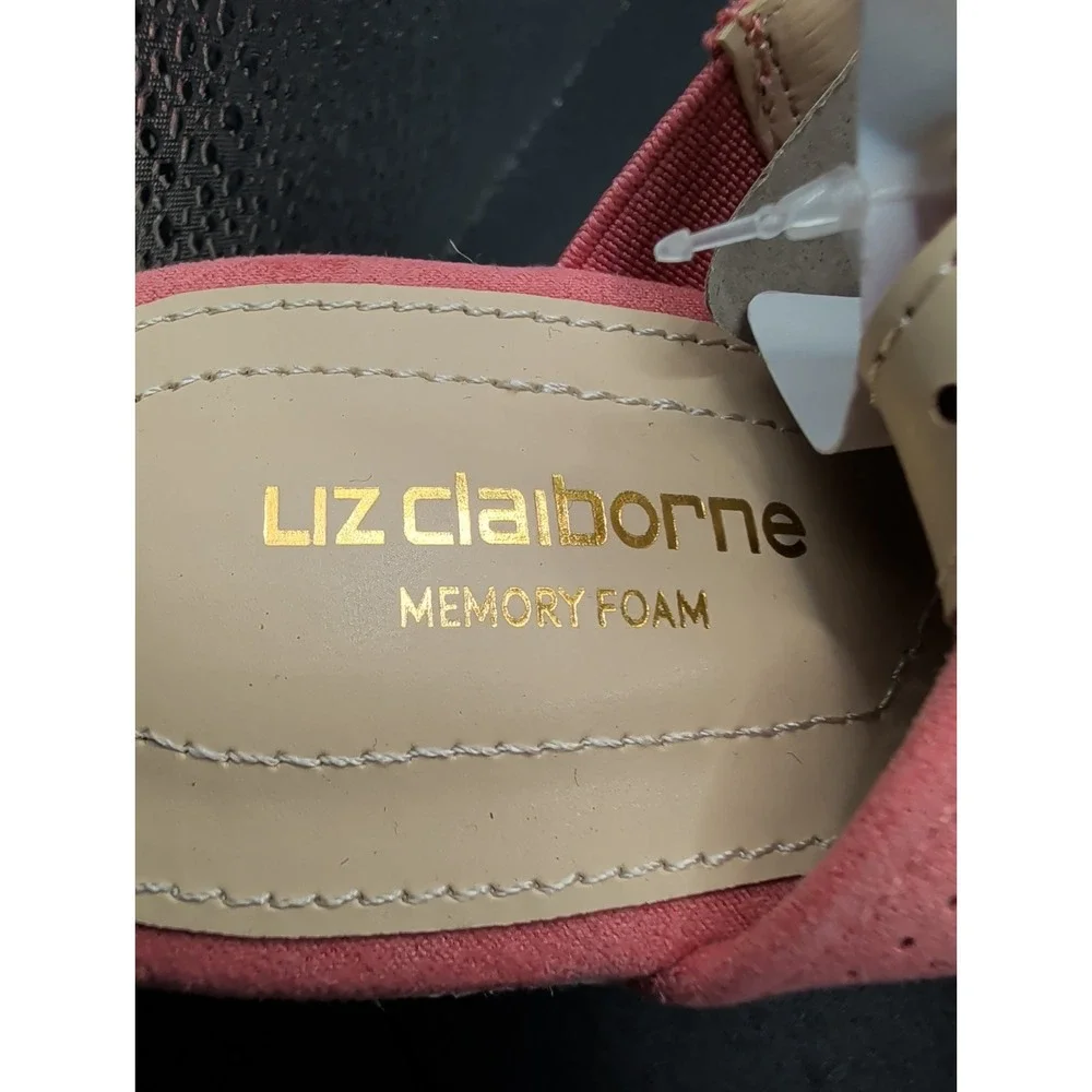 NWT Liz Claiborne Hatcher Wedge Sandals Coral Pink Size 7.5 MSRP $70